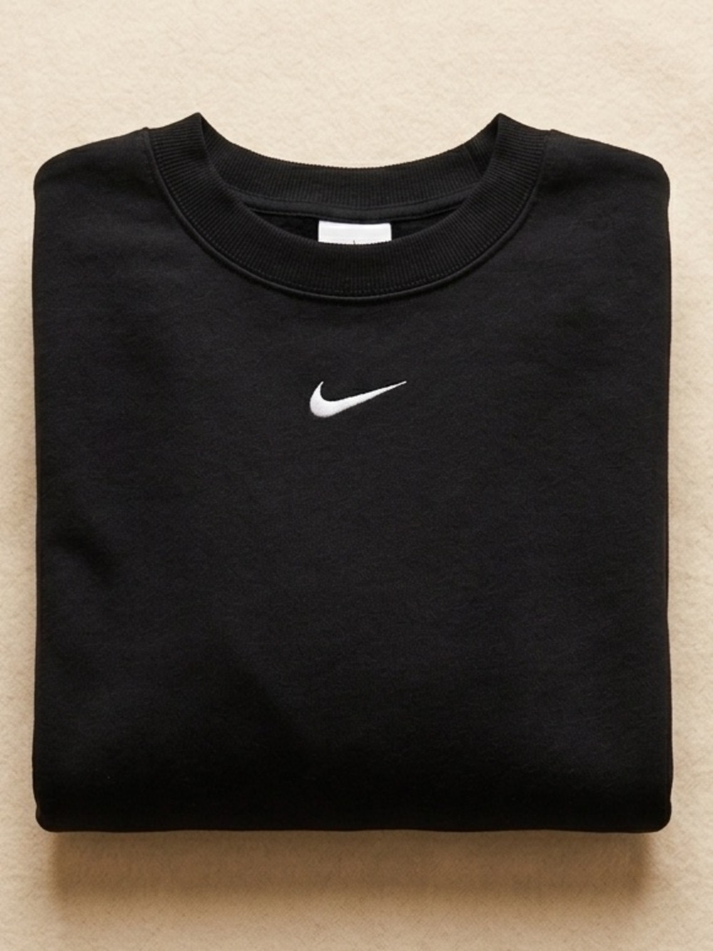 Nike Center Swoosh Cropped Fleece Sweatshirt in Black - Picture 6 of 7